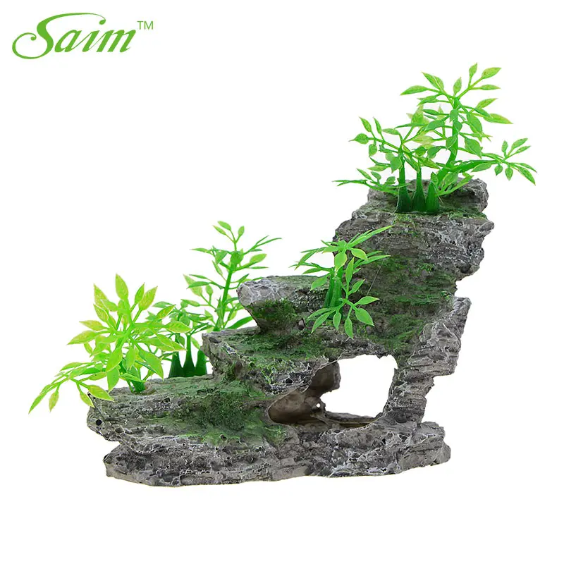 Альпинарий из смолы аквариума скала орнамент горный пещера с рыбами бак пейзаж