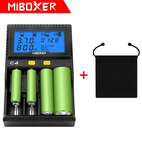 oriMiboxer C4 VC4 ЖК-зарядное устройство для литий-ионных/IMR/INR/ICR/LiFePO4 18650 14500 26650 AAA 4,2 3,7 1,2 1,5 в батареи - Цвет: C4 with bag