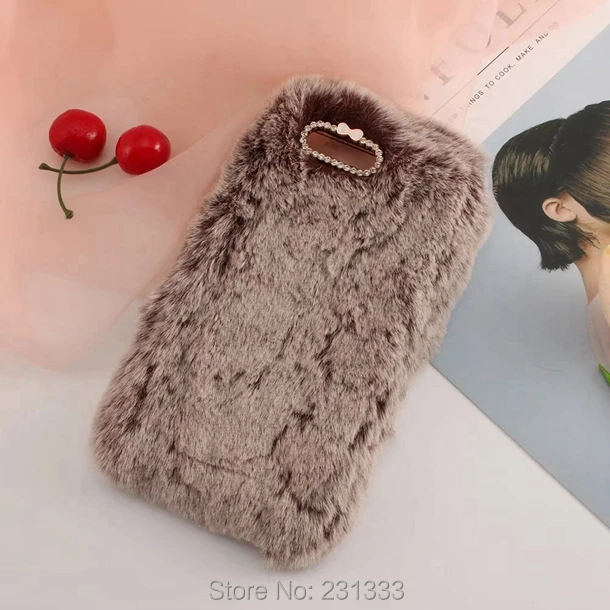Мягкий чехол для Huawei Ascend P10 из ТПУ с длинными волосами и кроличьим мехом Теплый