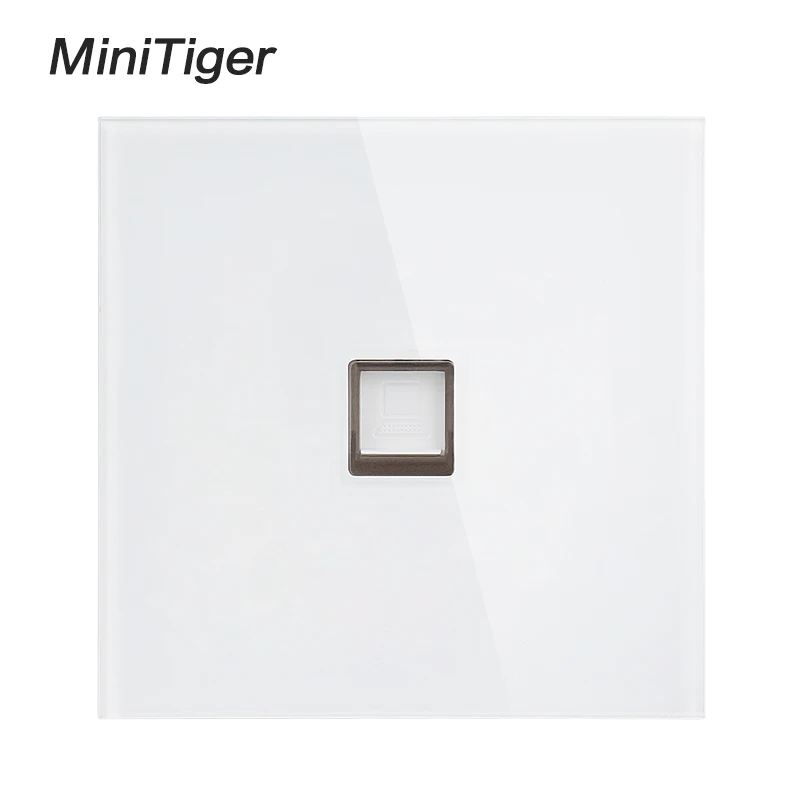 White Minitiger белая Роскошная кристальная панель из закаленного стекла RJ45 Интернет-Джек настенная розетка для передачи данных компьютерная розетка - Тип: White