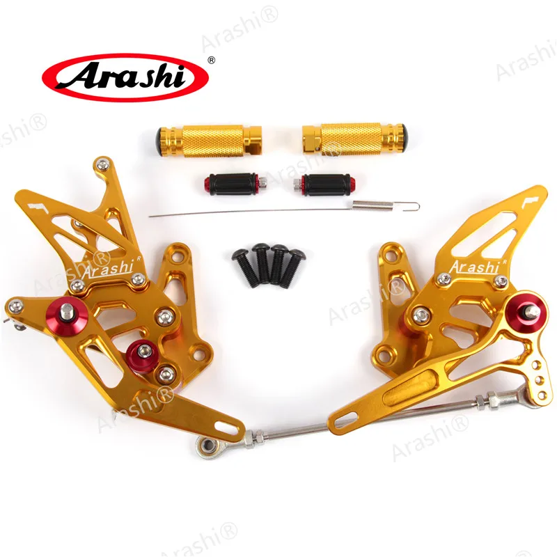 Золотой Араши для SUZUKI HAYABUSA GSXR1300 2008- ЧПУ Регулируемые подножки Rider подножек GSX-R GSXR 1300 GSX1300R 2009 2010 2011 - Цвет: Золотой