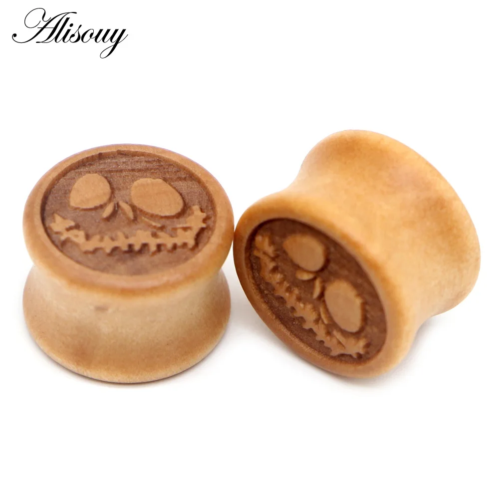 904f Halloween Face Alisouy 2 шт. новые деревянные беруши Калибровочные 10-20 мм Серьги женские мужские панк телесный тоннель расширители для пирсинга ювелирные изделия для тела - Окраска металла: 904f Halloween Face