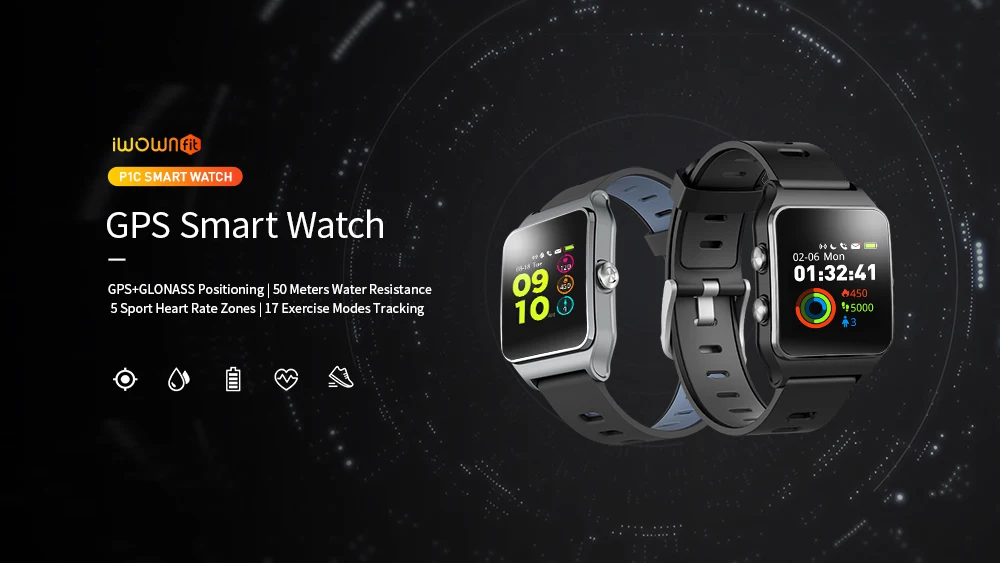IWOWN P1C gps спортивные часы водонепроницаемые динамический мониторинг сердечного ритма компас Смарт-часы для женщин и мужчин умный браслет Android IOS