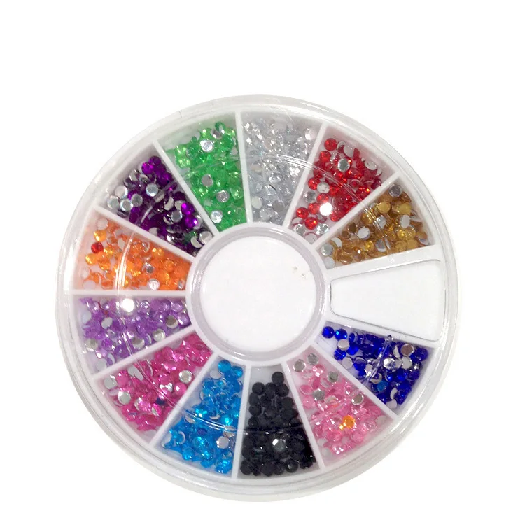 1 wheel of 12 colors mixture acrylic nail art rhinestone glitter decoration | Красота и здоровье