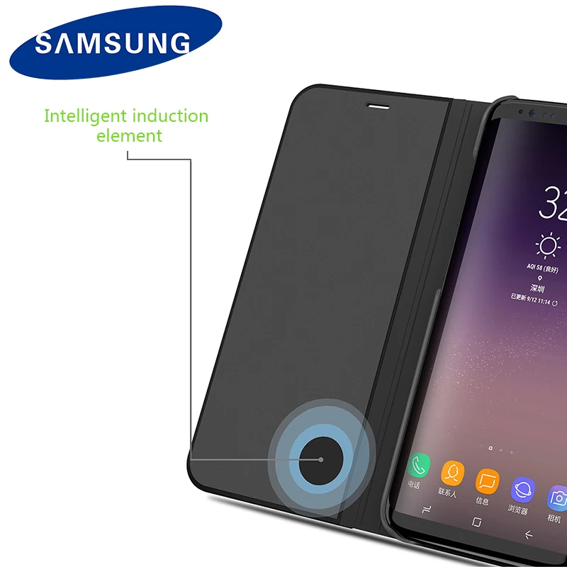 Samsung оригинальный Clear View Зеркало чехол для samsung S8 G950 плюс G955 Smart кожа флип Стенд