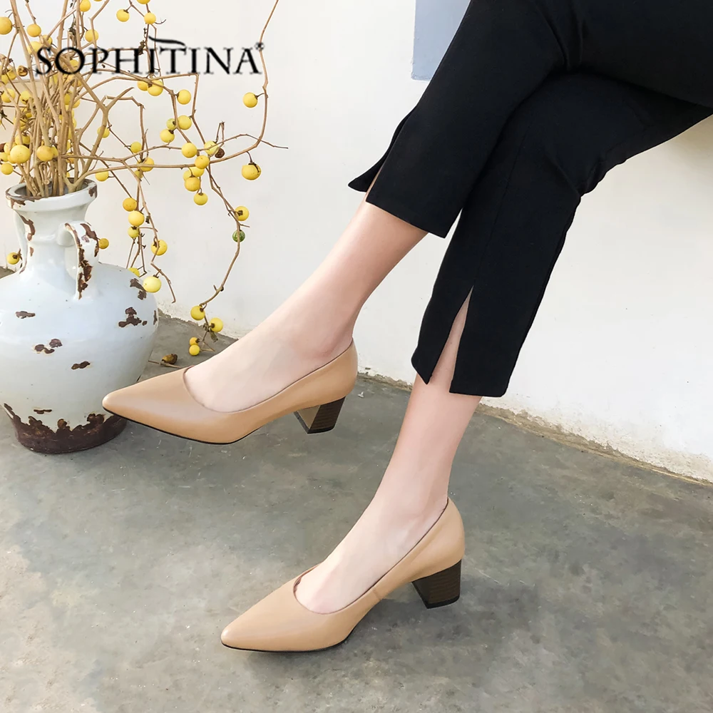SOPHITINA/модные туфли лодочки с закрытым носком удобные пикантные на среднем