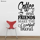 Кофе и друзья делают идеальное сочетание наклейки для кухни на стены наклейка с цитатами кафе Винил Искусство домашний декор самоклеющиеся фрески K-20