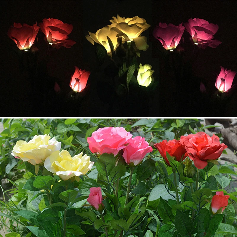 

Solar Powered 3 LED Rose Flower Garden Night Light Lamp Outdoor Party Decor L15