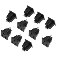 10pcs panel mount 3 pins power socket plug black supply adapter ac 125v 15a us plug