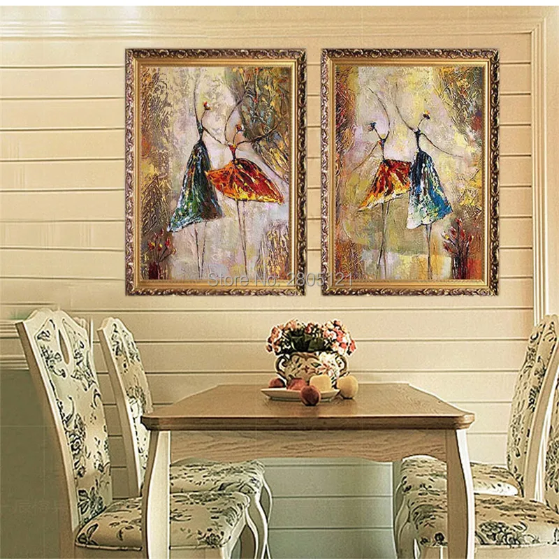 Ручная роспись Современная картина маслом на холсте балетные танцоры модульные