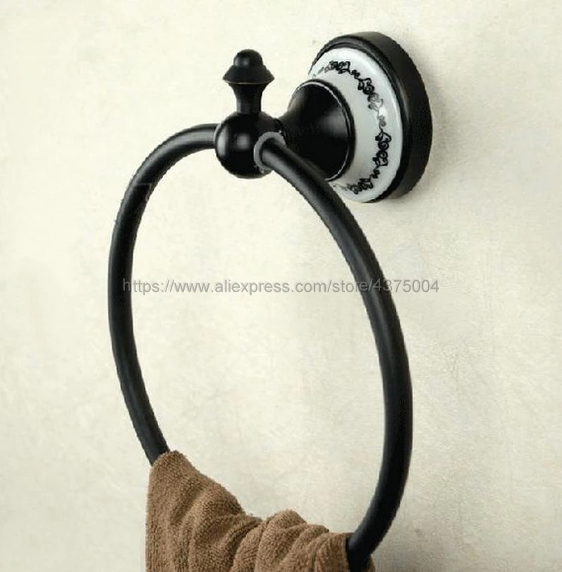 Аксессуары для полотенец ванной комнаты стойка колец черный латунный держатель