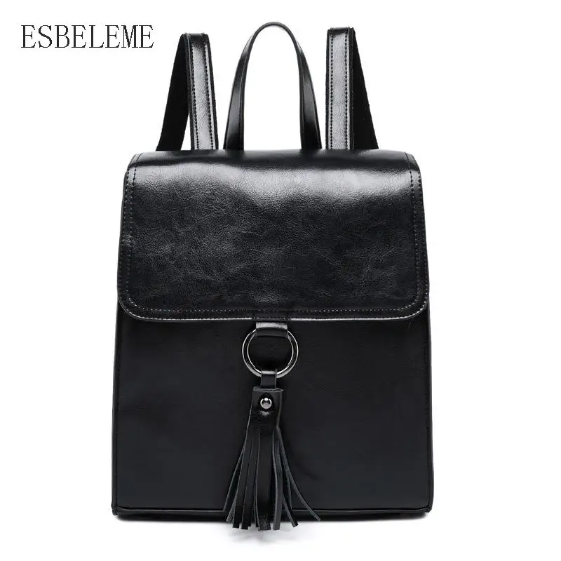 Женский рюкзак из натуральной кожи для женщин черные модные рюкзаки женская