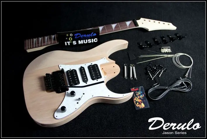 DIY Электрогитара Комплект твердого красного дерева тела клен шеи незавершенной