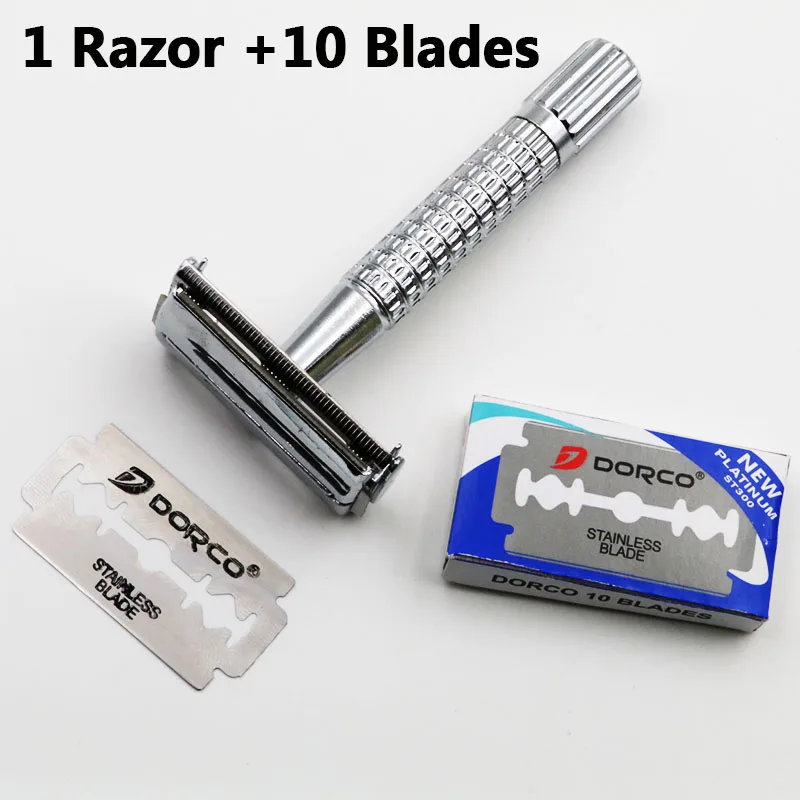 

Safety Razor Copper alloy Excellent quality Edge Steel Razors Shaving Knife Hair Removal Tools With 10pcs Blades