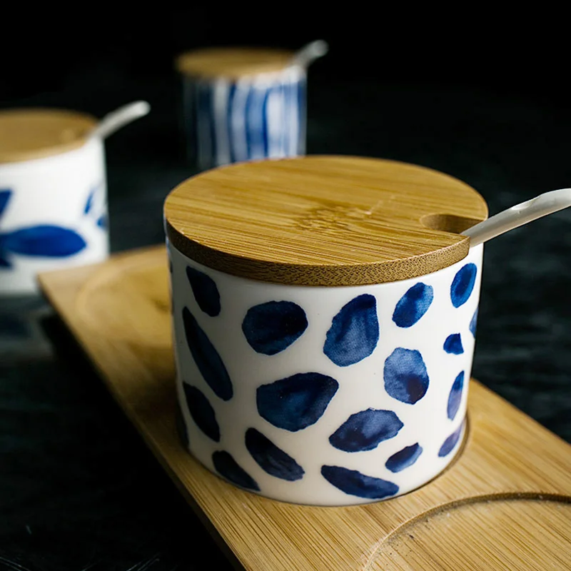 Japan Zakka Style керамическая бутылка для хранения герметичная банка специй Бамбуковая