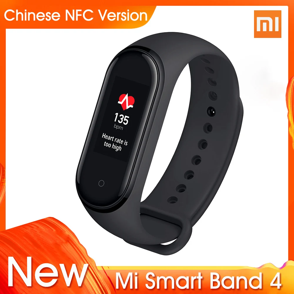 Смарт браслет Xiaomi Mi Band 4 NFC новейшая версия фитнес трекер с пульсометром цветной