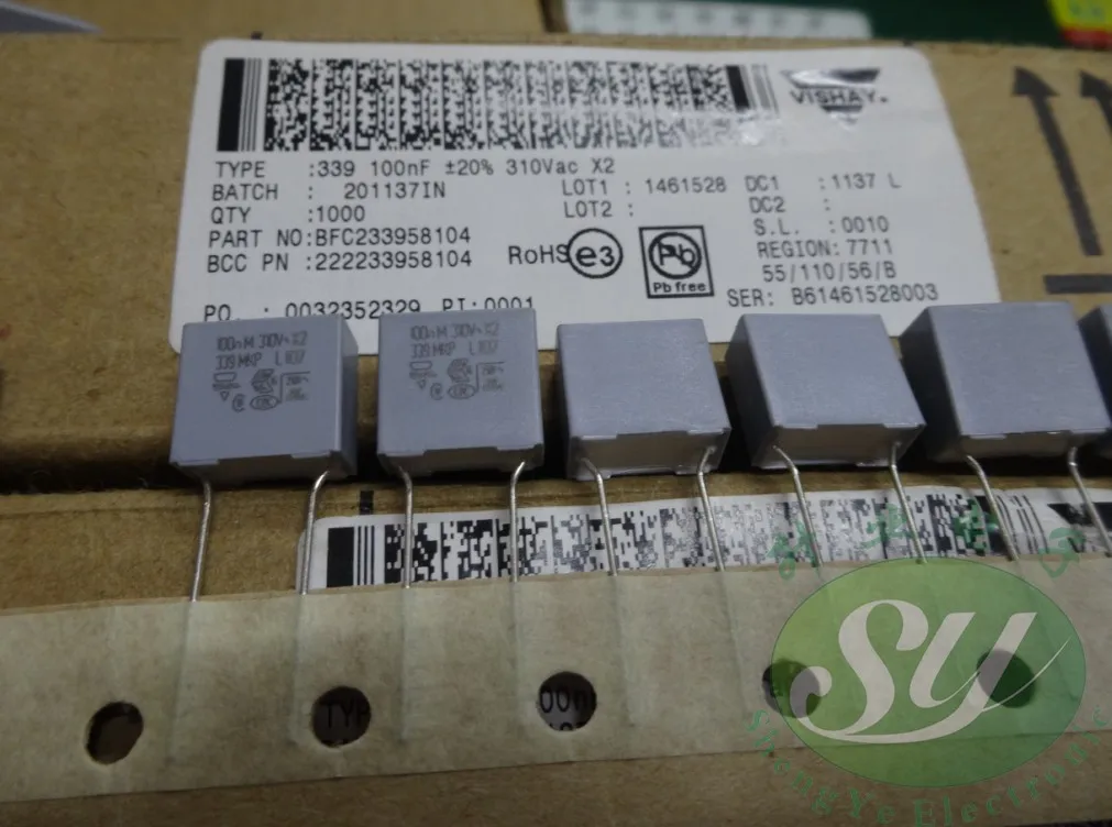 

2019 горячая распродажа 20 штук/50 шт VISHAY MKP339 0,1 мкФ/310vAC 100nf u1 104 пленочный конденсатор BFC233958104 Бесплатная доставка