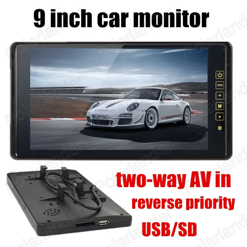 

New Arrival reverse priority 9 inch TFT LCD Car Monitors for DVD Reverse Camera car accessories 2-channel video input
