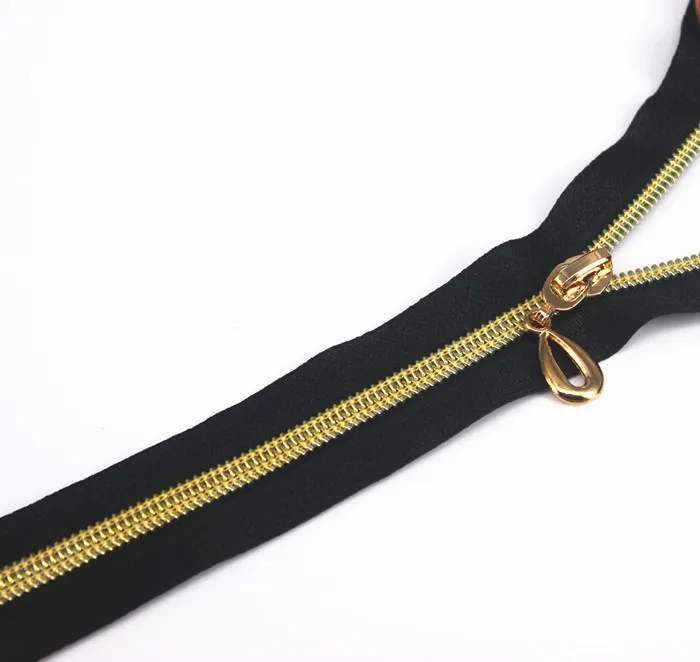5 шт. 40 см длина молнии черный открытый конец металла золотые зубы Швейные и