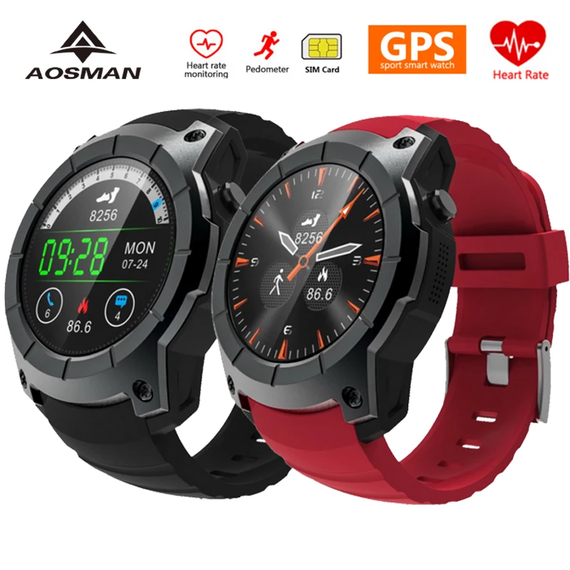 AOSMAN 2018 GPS спортивные часы sim-карта связь монитор сердечного ритма Smartwatch