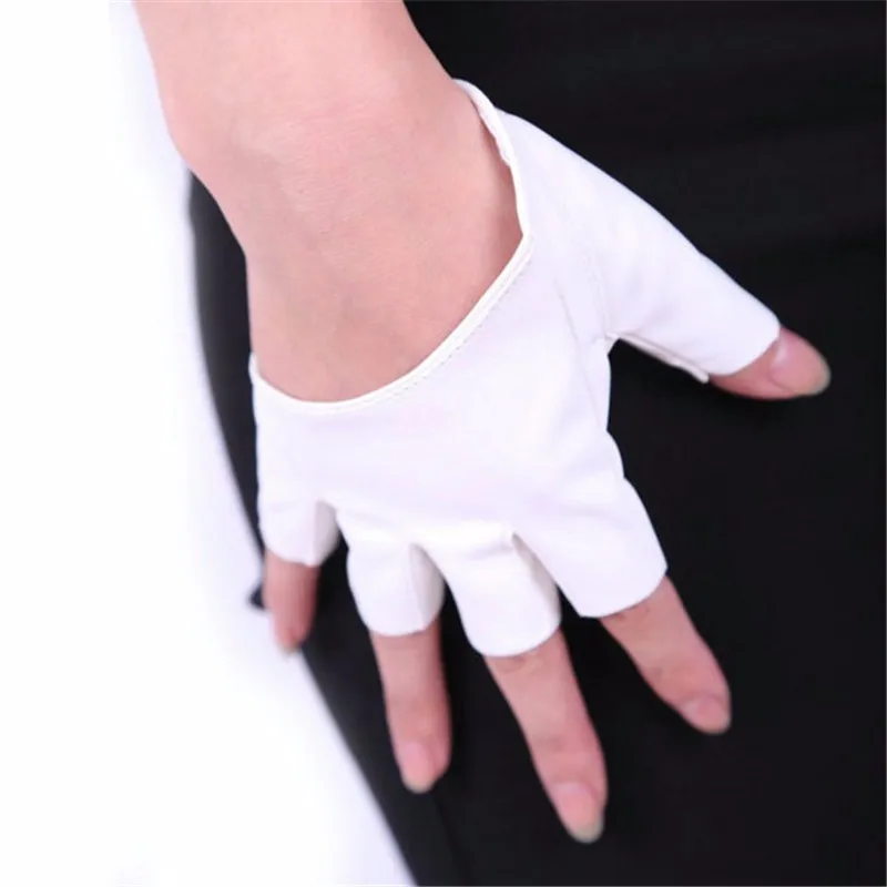 Режим Frauen PU-lederne Для женщин панк Halb ладони палец вождения дакнинг Anzeigen Handschuhe H8