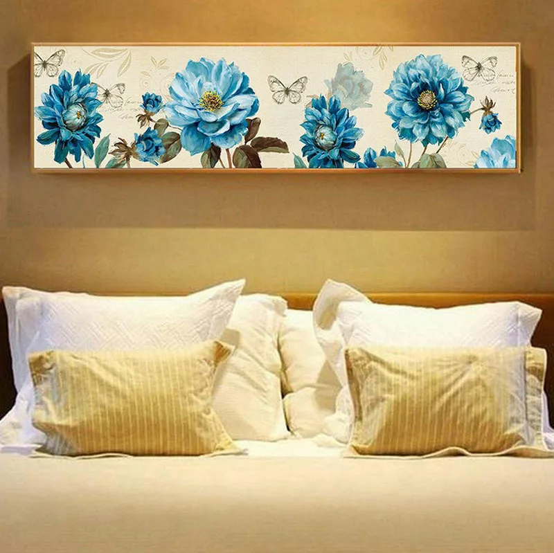 5D DIY алмазная живопись спальня синий цветок полная Алмазная вышивка крестом