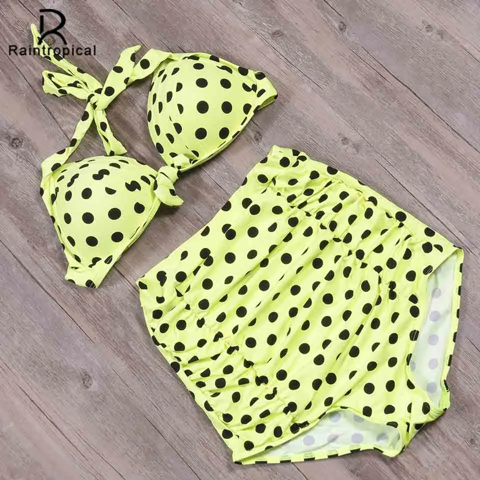 Женский комплект бикини с пуш апом однотонное Бразильское в горошек для