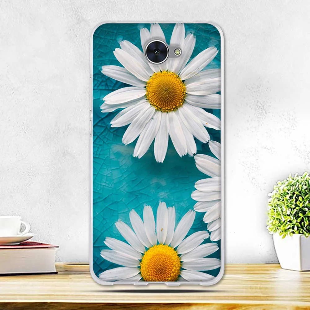 Модный чехол из ТПУ для Huawei Y7 мягкий силиконовый чехол-накладка 5 дюйма с цветами