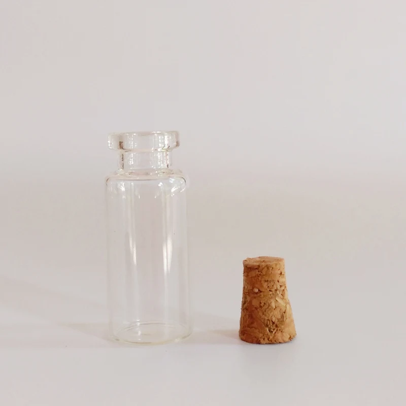 100 шт./лот милая прозрачная стеклянная бутылка 1 5 мл с пробкой 12*28*6 мм DIY