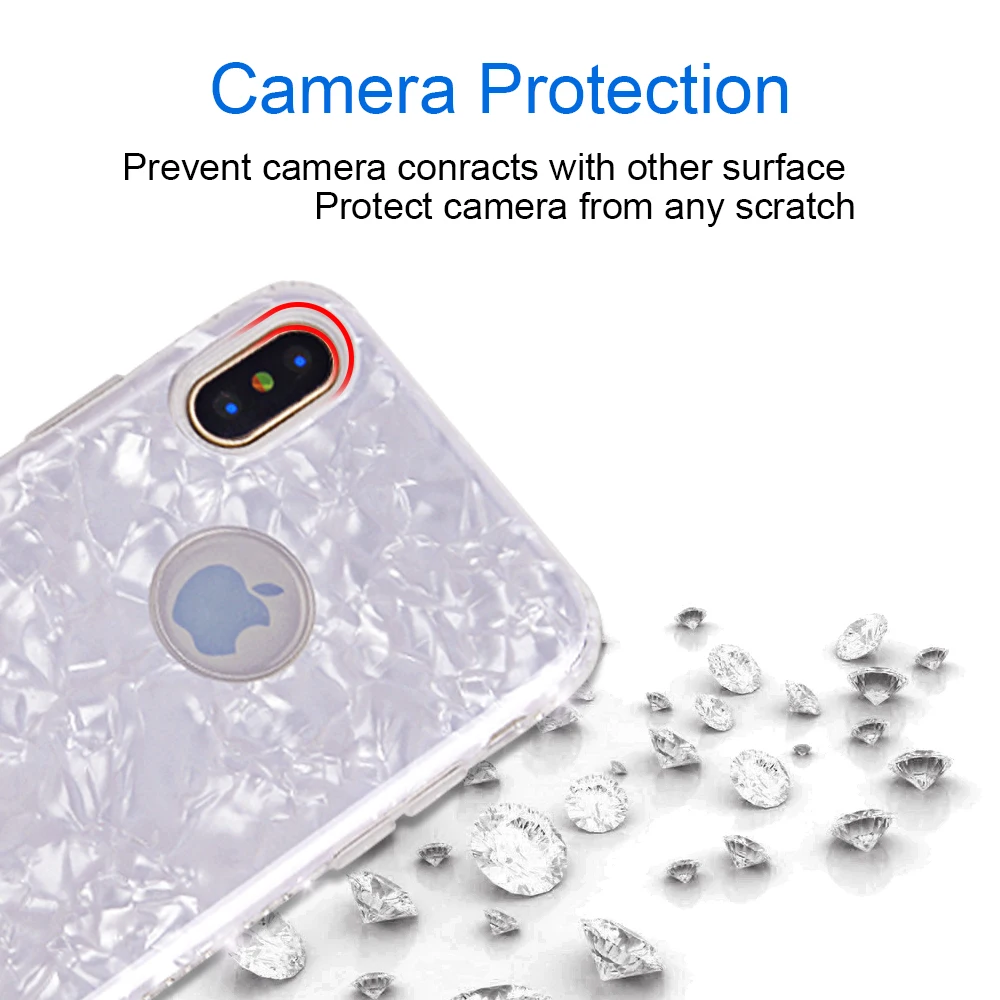 Модный чехол с раковиной для iPhone 8Plus 7 X XS противоударный мягкий бампер блестящий