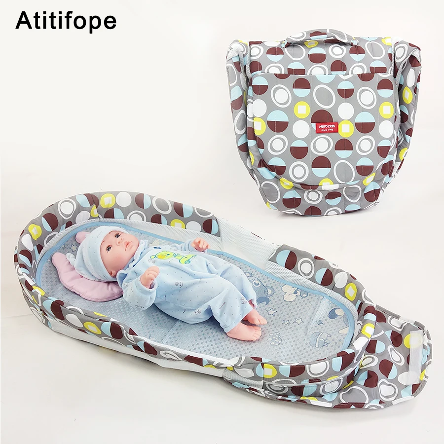 

Colored dots Ultra-easy baby bed folding bed thickening baby cradle folding portable crib baby travel bed