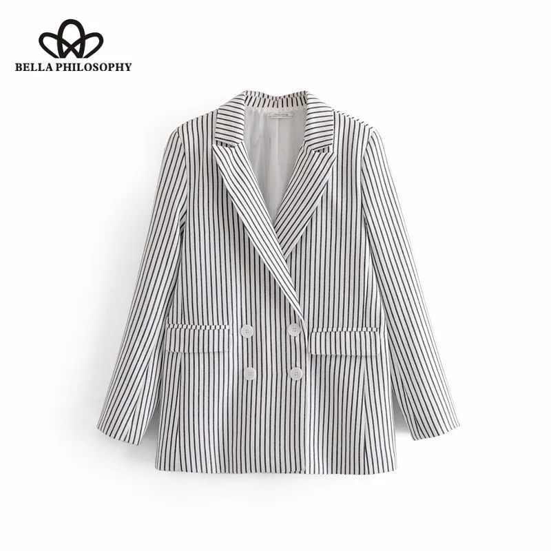 Wonder 2019 весенние полосатые блейзеры с длинными рукавами Повседневные женские