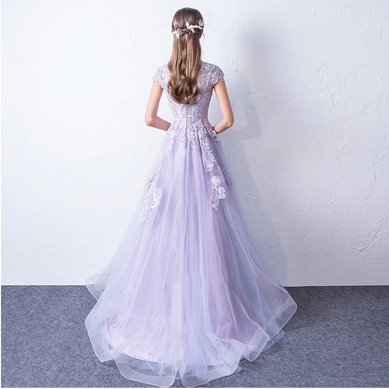 Lilla Evening Dresses 2019 new yearfairy sweet party Gowns for young lady lace flower illusion formal dress Robe De Soiree | Свадьбы и