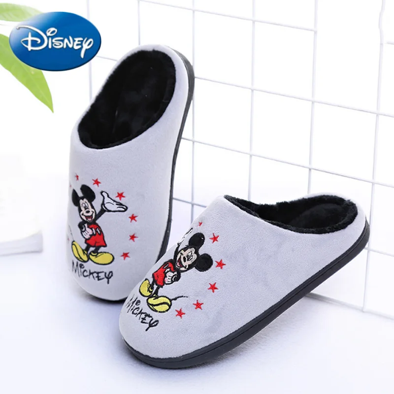 Disney/зимняя теплая милая плюшевая обувь для мальчиков и девочек с изображением