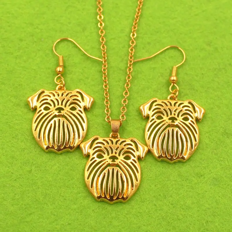 Mdogm Брюссель Грифон собака животные Ювелирные наборы ожерелье Висячие серьги