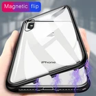 Металлический бампер, Магнитный чехол для iPhone X XS XR 11 12 Pro Max 8 7 6 6S Plus SE 2020, магнитный поглощающий чехол из закаленного стекла