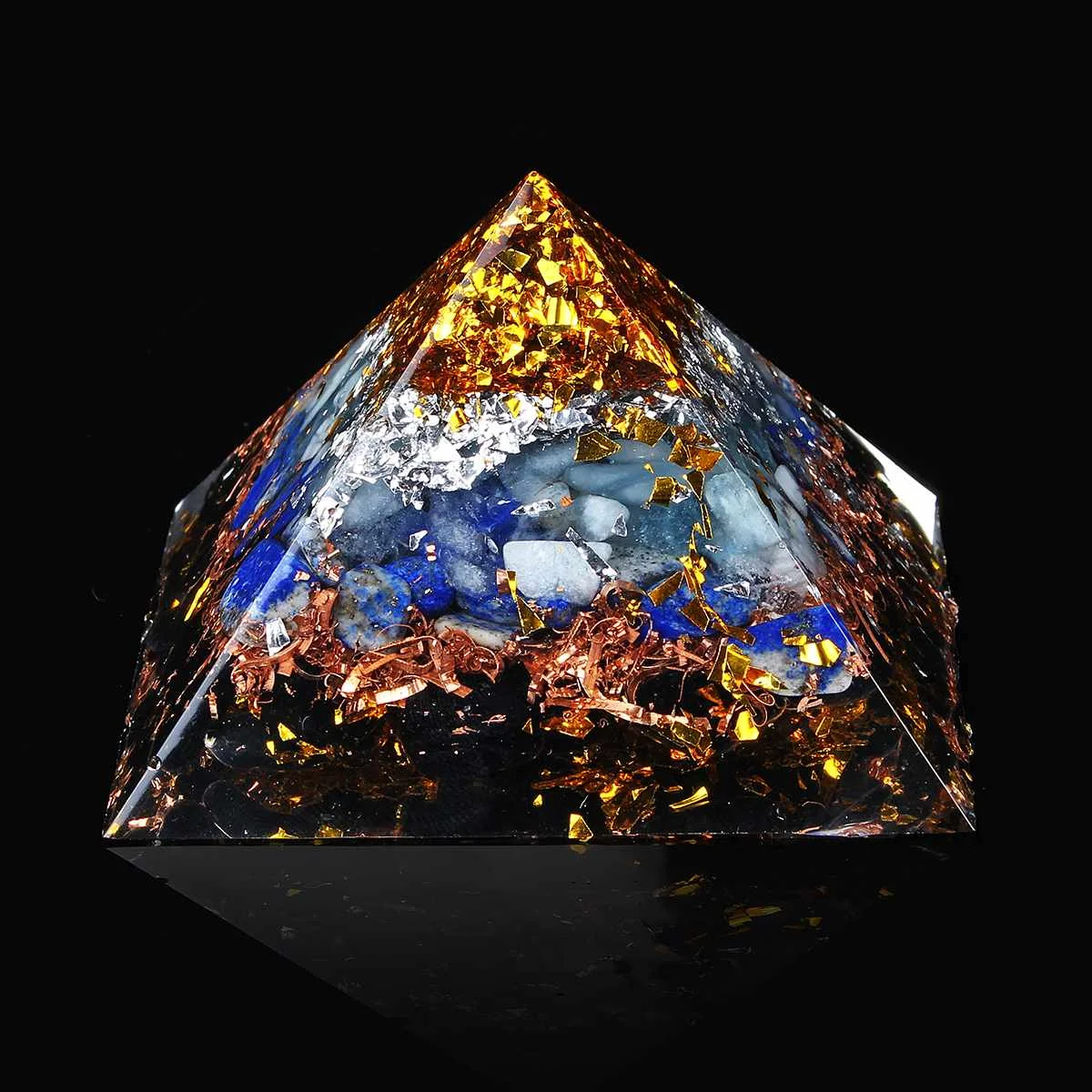 Aura Crystal 65 мм Orgone Energy конвертер Orgonite Пирамида успокаивает камень, меняющий магнитное поле жизни смолы - Цвет: B