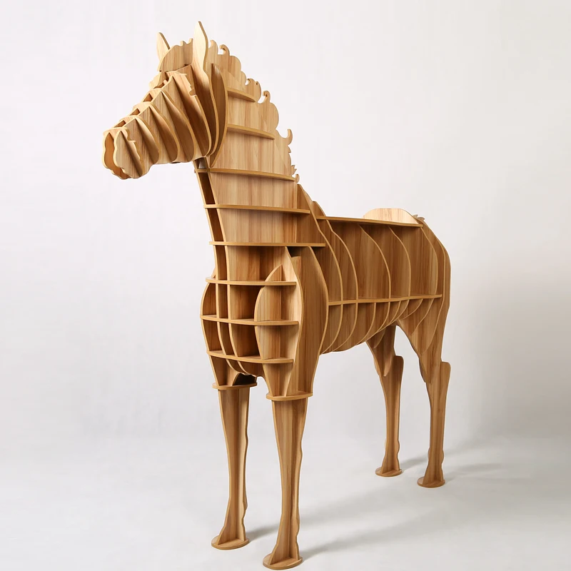 Деревянный стол для домашнего офиса современный оригинальный с большой лошадью