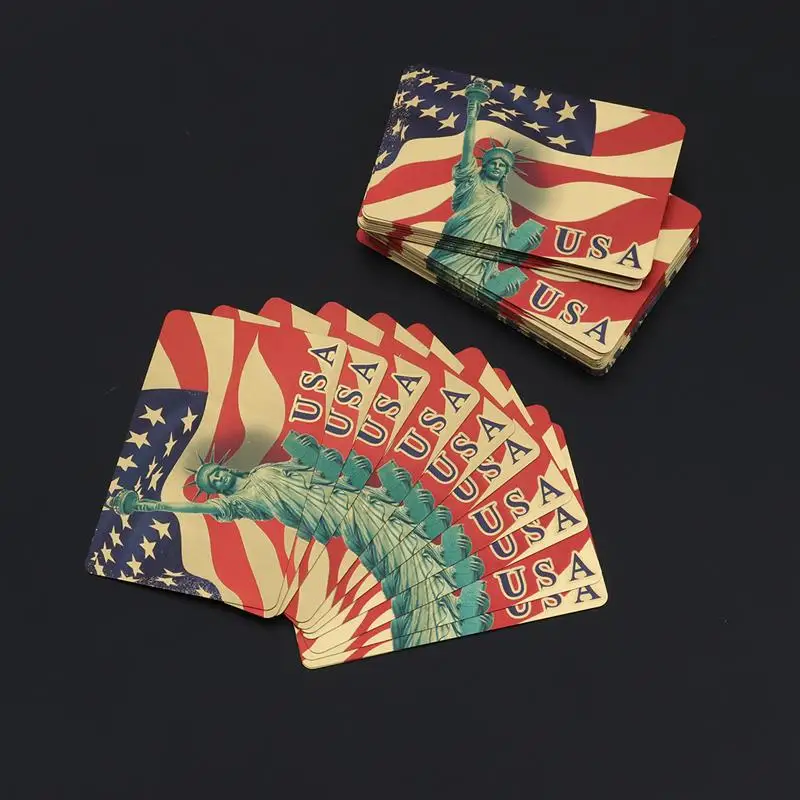Золотая фольга игральные карты покрытием Статуя Свободы покер настольные игры