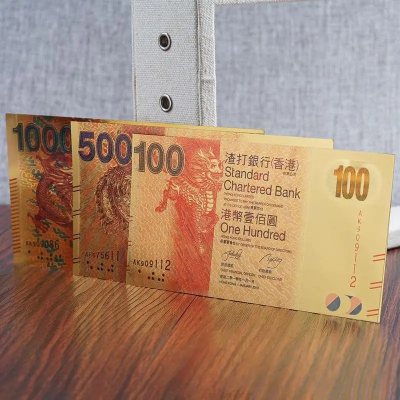 6 шт набор Гонконг 10 20 50 100 500 1000$ Стандартный чартерный банк сувенир золотые банкноты поддельные деньги Банкноты бумажные деньги