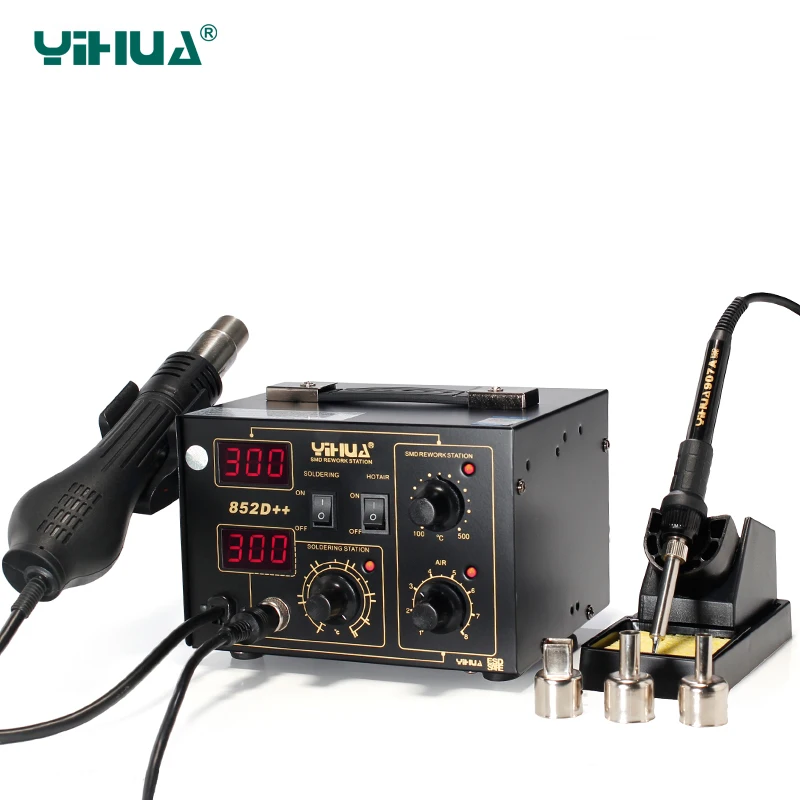 YIHUA 852D + SMD цифровая воздушная паяльная станция Мобильный телефон фена для припоя |