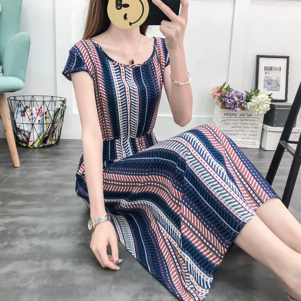 Женские платья 2019 офисное женское платье-рубашка с коротким рукавом в полоску