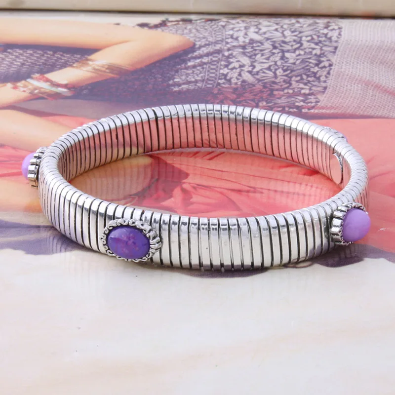 10mm Silver purple 12 мм пружинная цепь браслет золото медь натуральные браслеты из камней Богемия де Мадера Pulseira браслет оптом - Окраска металла: 10mm Silver purple