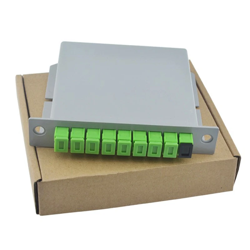 1x8 PLC Splitter FTTH SCAPC optical fiber PLC Splitter box 1:8 SC UPC Single Mode cassette box Coupler for Optical cable