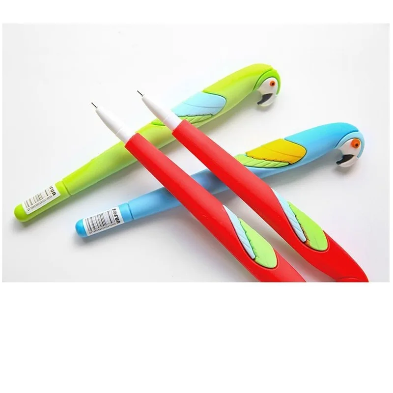 Гелевая ручка с симпатичным попугаем 12 шт./лот 0 5 мм ручки синими чернилами для