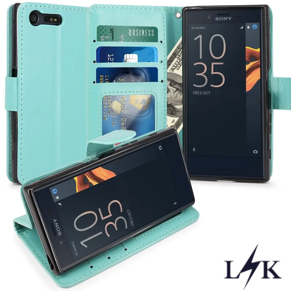 Для Xperia X Compact чехол LK Роскошный PU кожаный бумажник откидная крышка с карты слоты и