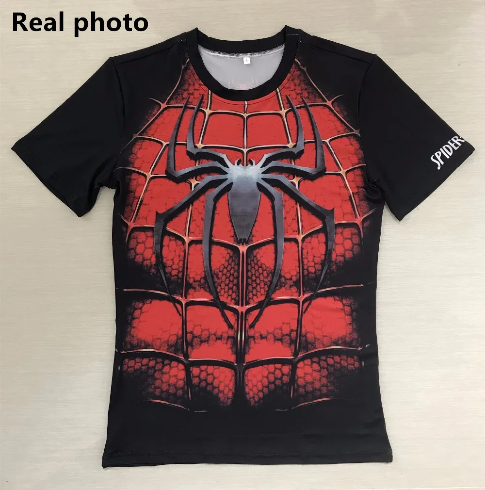 Новинка, летняя футболка супергероя Marvel, Мужская футболка с 3D Суперменом/человеком-пауком/Бэтменом/черной пантерой, компрессионные футболки с коротким рукавом
