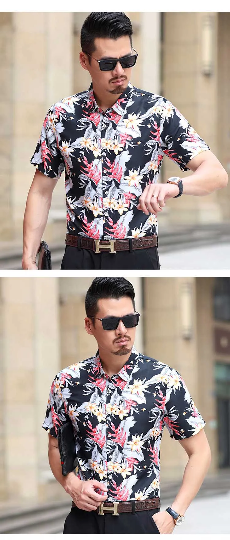 New Arrival Mens Summer Designer Shirts Cotton Short Sleeve Floral Shirt Plus Size 5XL 6XL 7XL Hawaiian Flower Shirts