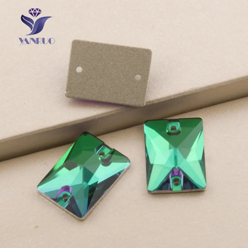 Emerald YANRUO 3250 прямоугольные камни всех цветов и кристаллы пришитые камни AAAAA качественные стразы с плоской задней частью для одежды - Цвет: Emerald