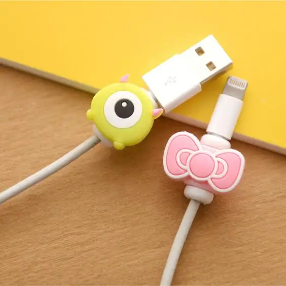 2 шт./лот защита кабеля USB для наушников с милым мультяшным рисунком зарядки